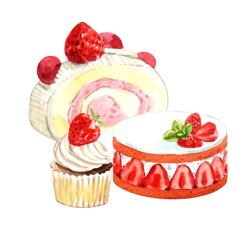 Två tårtor och en cupcake